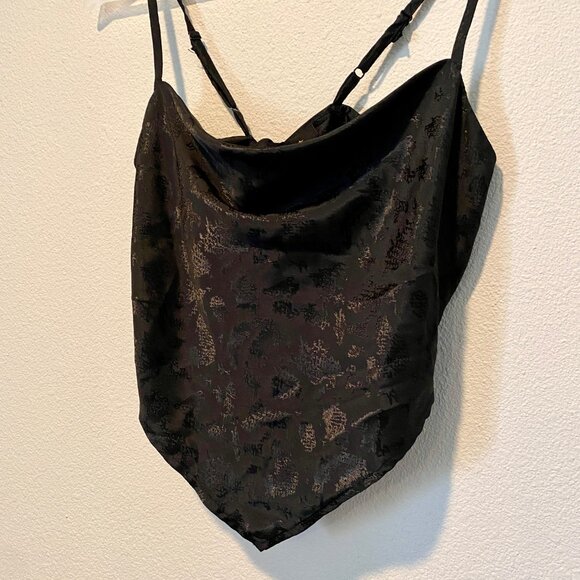Japaa Black Satin Scarf Tie Back Top‎ Spaghetti Straps Size Small - Picture 3 of 4